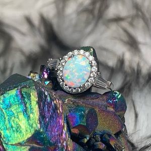 Simulated Opal & Sterling Silver Ring